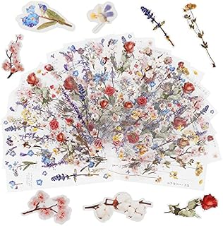 Iyowei 18 Sheets Scrapbooking Stickers, 6 Styles Waterproof Flower Stickers Vintage Creative Sticker Self-Adhesive DIY Decoration Stickers for Scrapbooking, Calendars, Album, Journal, About 414Pcs