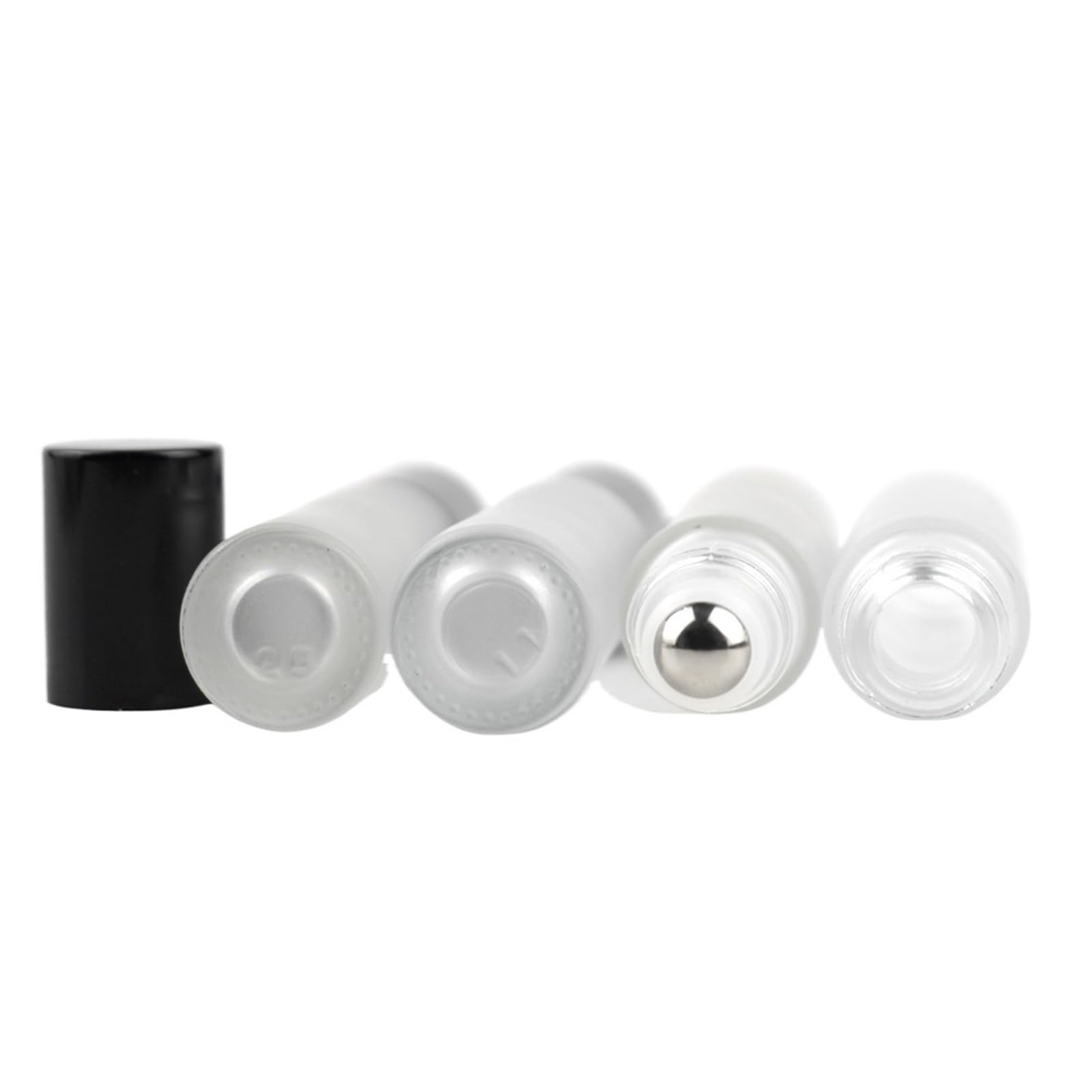 Roll On 10/20/50 pz Vuoto 10 ml Bottiglia di Vetro Rullo Trasparente Opaco Con Tappo Nero Lucido Profumo Olio Essenziale Roll on Bottiglie di Erogazione