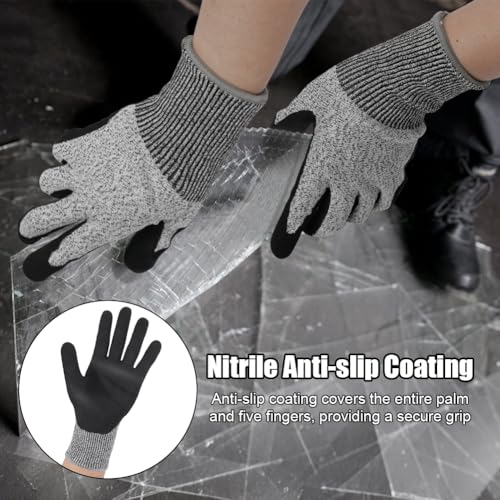 Ainiv 1 Pair Safety Work Gloves, Black Nitrile Coated Gardening Gloves Men Women, Non-Slip Ultra-Grip Work Gloves - Image 3