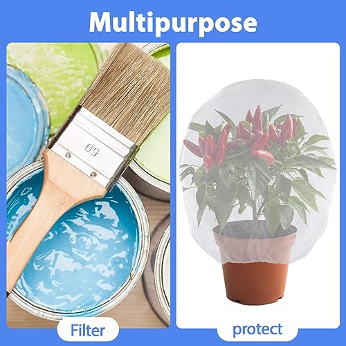 Sukh 5PCS Paint Filter Bag - 5 Gallon Bucket Strainer with Elastic Drawstring Top Opening Nylon Mesh Filter White Fine Mesh Bag for Gardening