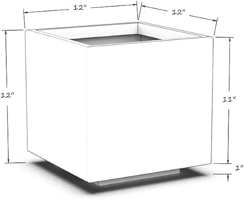 Miniatura 2 de Plantercraft Maceta de aluminio con recubrimiento en polvo, cubo cuadrado, metal para todo tipo de clima, residencial comercial para interiores y