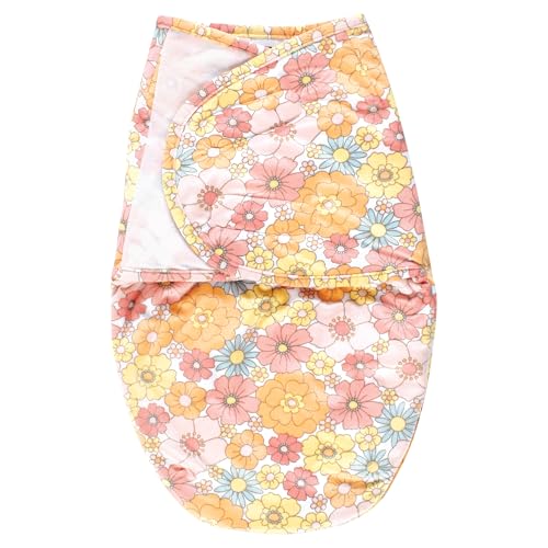 Image of Hudson Baby Infant Girl Plush Faux Fur Swaddle Wrap, Peace Love Flowers, 0-3 Months