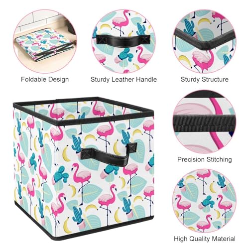 Boîte de rangement pliable cube flamant rose pour placard et vêtements