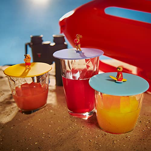 Lurch 210305 Mein Deckel Strandwache 3er Set Glasabdeckungen aus Premium-Platin-Silikon Ø10,5cm, Mittel, Bunt