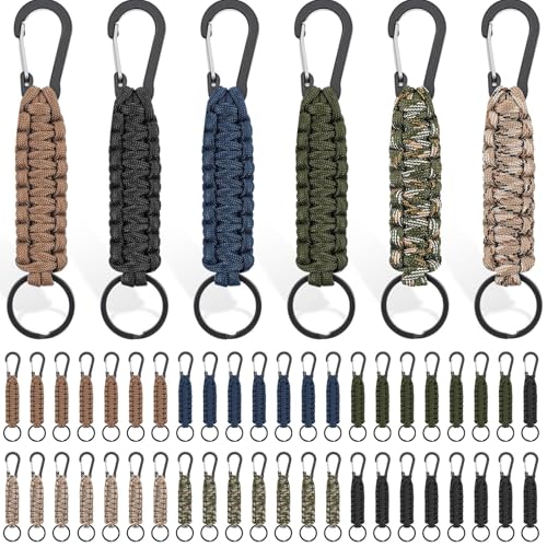 Gisafai 4/12/24/50 Pcs Paracord Keychain Bulk, Classic, Camo Colors, 50 Pcs