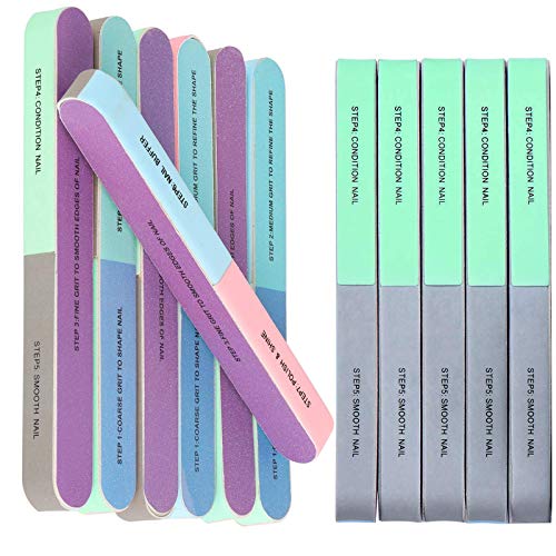 Nail File 7 Inches Long 4 Fingernail Files in 1 Professional Care Manicure Tools and Cosmetic Manicure 7 Professional Steps 12 Pack