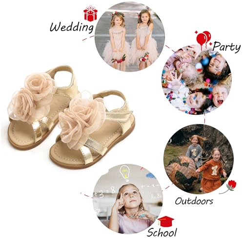 Image of PHIRAMIN Toddler Girl Sandals - Flower Girl Dress Shoes Open Toe Little Kid Wedding Party