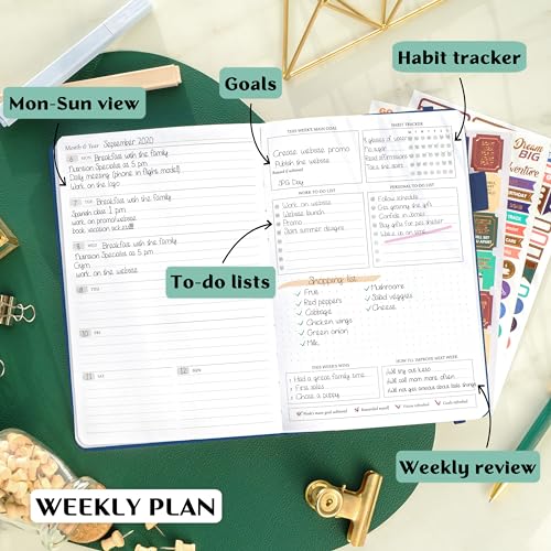 Image of Legend Planner Undated, Weekly & Daily Goal Journal, A5 Mystic Blue