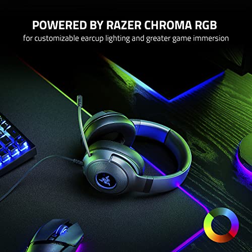 Image of Razer Kraken V3 X Wired Usb Gaming Headset: Lightweight Build - Triforce 40Mm Drivers - Hyperclear Cardioid Mic - 7.1 Surround Sound - Chroma Rgb Lighting - Black - Over Ear