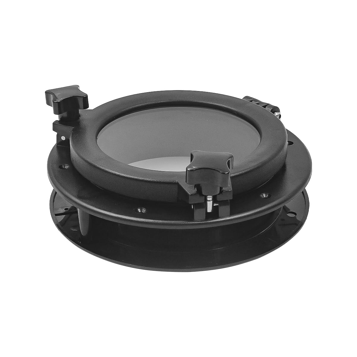 Oblò nero per barca, yacht, apertura rotonda 215 mm, plastica ABS, portello, oblò, finestra di ricambio, oblò per marina, barca, yacht, camper, nero