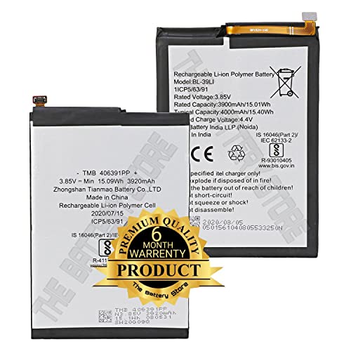 Image of THE BATTERY STORE Original 39LI Mobile Battery Compatible for One Vision / A56 battrey with 6 Month Warranty and high Capacity Battery Backup.Carefully Check Your Phone Model and Purchase. (FOR 39LI)