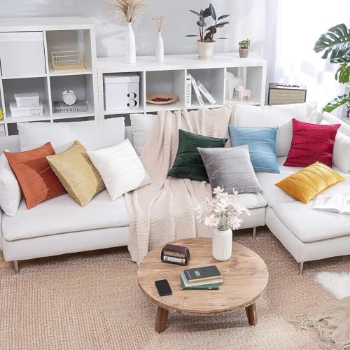 Image of Khooti Velvet Striped Cushion Cover Pack of 1-34 inchX34 inch /86X86 Cm | Light Grey | Soft Pillow Covers Cushion Case for Sofa Bedroom Living Room Chair Car, Cushion Cover with Zig Zag Pattern