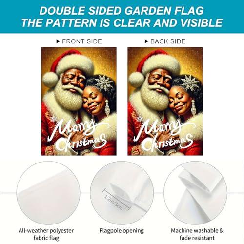 Image of BlissYard Christmas Santa Couple Garden Flag 12x18 Inch Polyester