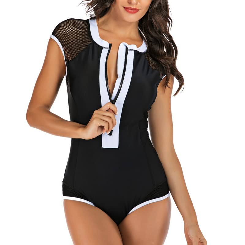 Maillot de bain une pièce patchwork en maille filet transparente pour la plage