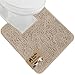 Gorilla Grip Original Shaggy Chenille Square U-Shape Contoured Mat for Base of Toilet, 22.5x19.5 Size, Machine Wash and Dry, Soft Plush Absorbent Contour Carpet Mats for Bathroom Toilets, Beige