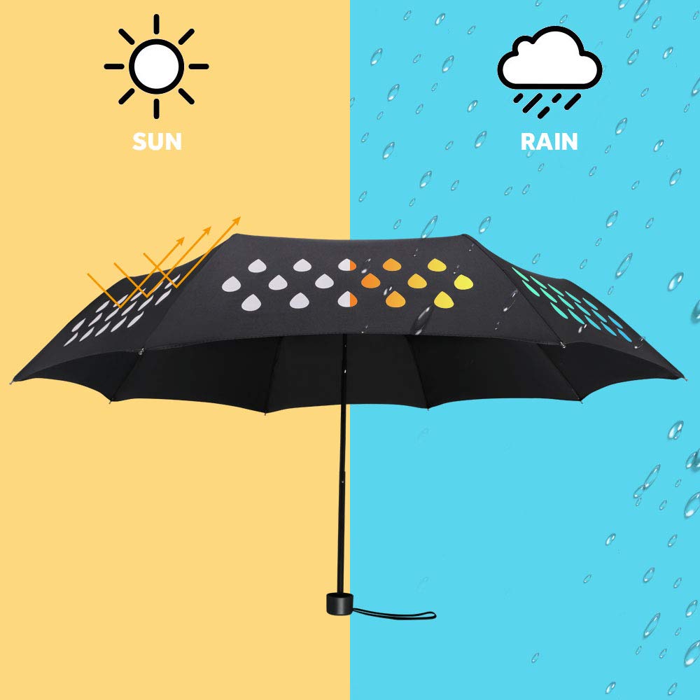 Vicloon Automatico Ombrello Pieghevole con 8 Canne Arcobaleno Gocce di Pioggia Portabilità Slip Modifica Umbrella Ombrello Pieghevole Un Black Magic