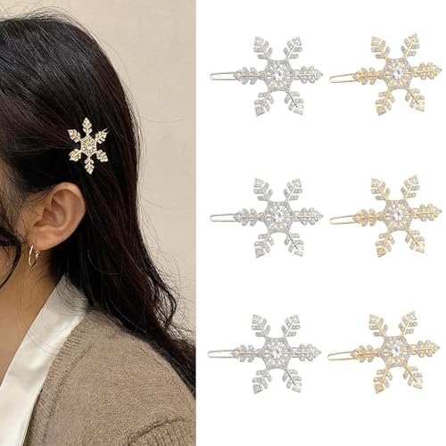 Pinzas de pelo con cristales Snowflake 6 piezas miniatura 1