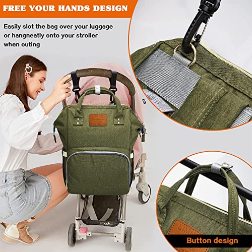 Limhoo Diaper Bag Backpack For Men Dad, Waterproof Large Canvas Camo Nappy Bags, Baby Care Bag (Army Green) #TOP5