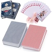 2 Deck Pokerkarten Plastik Rot und Blau Poker Cards Wasserfeste Spielkarten Plastic Playing Cards Poker Karten Kunststoff mit 2 Echzeichen für Blackjack Bridge Canasta Durak Rummy Kartenspiel