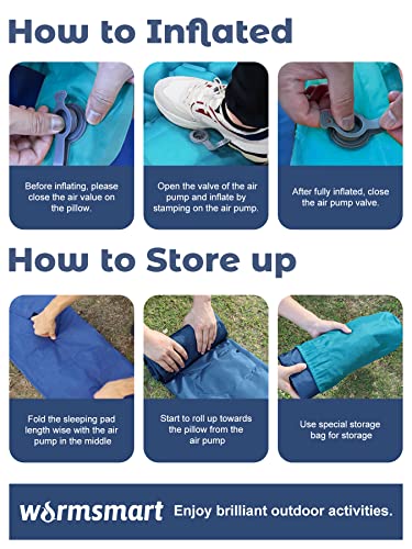 warmsmart Self Inflating Camping Mat, Widen & Thicken Sleeping Pad with Built-in Pump, Compact Lightweight Mat Pillow, Portable Inflatable Mattress for Outdoor Backpack Hiking, Blue - Image 7