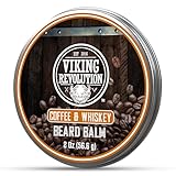 Viking Revolution Coffee Whiskey Beard Balm for Men - Beard Butter for Men with Argan Oil and Jojoba Oil Softener and Moisturizer Styling Balm (1 Pack, 2oz)