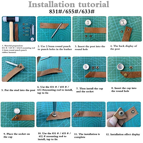 Aiskaer 120 Sets Snap Fasteners Kit, Metal Snap Buttons Press Studs With 9 Pieces Fixing Tools, Bronze Clothing Snaps Kit For Leather, Coat, Down Jacket, Jeans Wear And Bags #TOP4