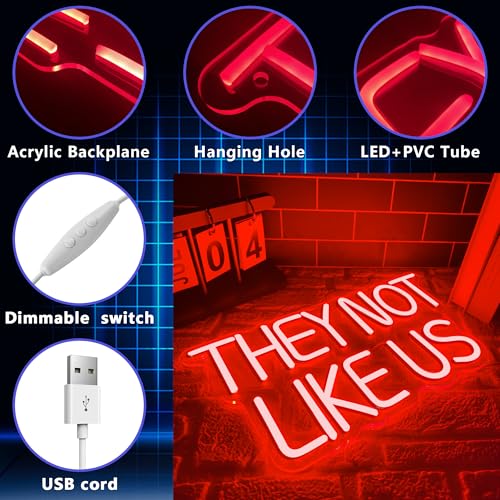 Image of They Not Like US Neon Sign, Dimmable LED PgLang Music Neon Signs for Wall Decor, Christmas Ornamentm Black Culture Neon Light Kids Wall Art Room Bedroom Birthday Gift(15.7 * 8.6 In)