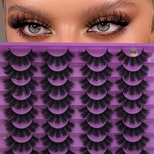 Fluffy Mink Lashes 8D Full Volume Curly False Eyelashes 16Mm Wispy Russian Strip Lashes 20 Pairs Pack Dramatic Fake Eyelashes Look Like Extensions, By Timelabs (F15) #TOP4