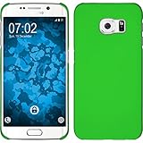 PhoneNatic Case kompatibel mit Samsung Galaxy S6 Edge - Hülle grün gummiert Hard-case + Flexible Folie