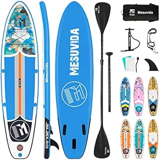 Mesuvida Inflatable Paddle Boards, 10,6ft SUP Stand Up Paddleboarding 6P-Free PVC with Adjustable Twin Paddle, Dual Action Hand Pump Paddle Boards for Adults