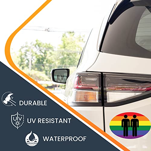 Image of Magnet Me Up LGBT 2 Males Oval Magnet Decal, 4x6 Inches, Heavy Duty Automotive Magnet for Car Truck SUV, Any Magnetic Surface, in Support of LGBTQ and Gay Pride, Romantic Relationship, Crafted in USA