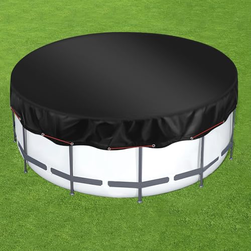Teruntrue 18Ft Round Pool Cover for Above Ground Pool Cover, Swimming Pool Cover Oxford Fabric Pool Covers with Accessories, Waterproof, Keeps Out Debris, Winter Pool Cover (Black) - Thumbnail 6