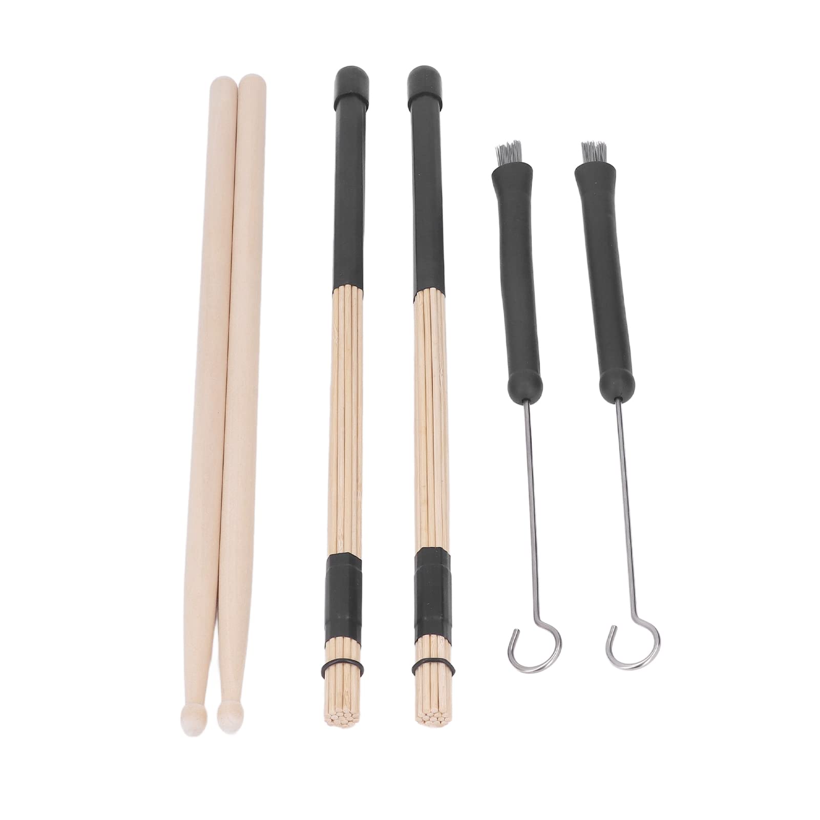 Drumstick-Bürsten-Set 5A, Holz-Drumsticks mit einziehbaren Metalldrahtbürsten, inklusive Schraubenschlüssel und Aufbewahrungstasche, für Drum-Jazz-Folk-Soft-Musikdarbietungen