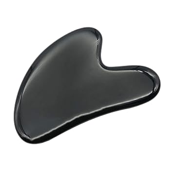 1 Pcs Natural Black Obsidian Scraping Facial Massage Tools, Crystal Jade Guasha Stone Board for SPA Acupuncture Therapy Trigger Point Treatment