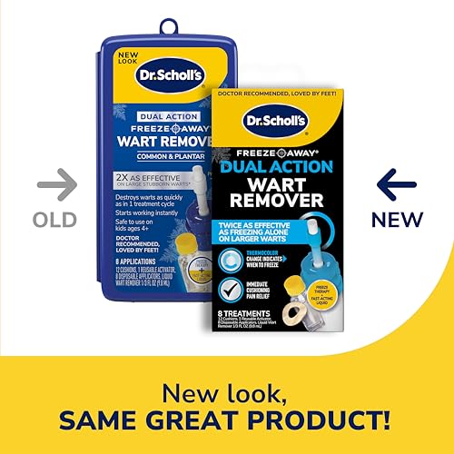 dr scholl39s dual action freeze away wart remover 8 ct  twice as effective as freezing alone on larger warts fast-acting treatment for common and plantar wart removal safe to use on kids ages 4