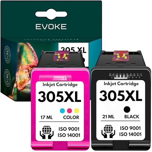 EVOKE 305 XL Zestaw tuszy kompatybilny z HP DeskJet 2700 2710 2720 2721 2722 ENVY 6020e 2710e 2720e (Zestaw Czarny + Trójkolorowy) 1940 Stron 38 ml