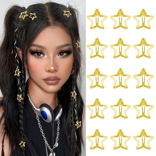Pinzas para el pelo Y2K antideslizantes de metal dorado para niñas