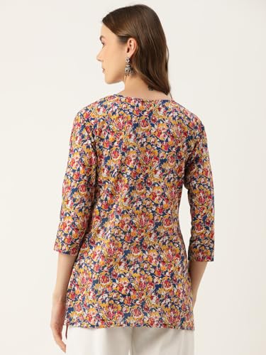 Image of feranoid Designer V-Neck Short Straight Kurti with 3Quarter Sleeves