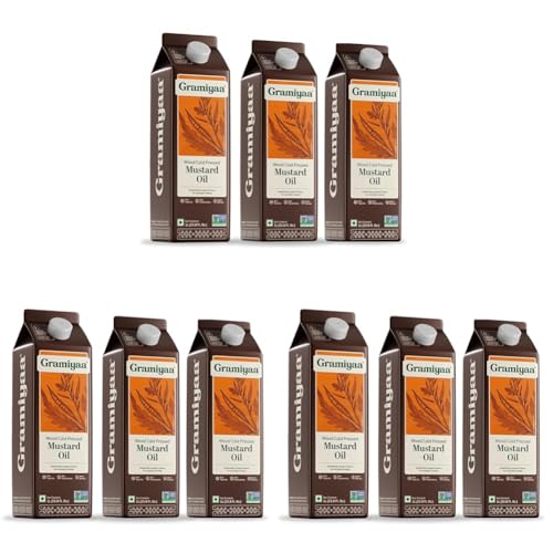 Image of Gramiyaa Cold Pressed Mustard Oil 3 Litre | Chemical-free, Zero Trans-fat Cooking Oil | Unrefined Oil | Fresh Protect Pack | Kachi Ghani Sarso Oil for Cooking (Pack of 3)