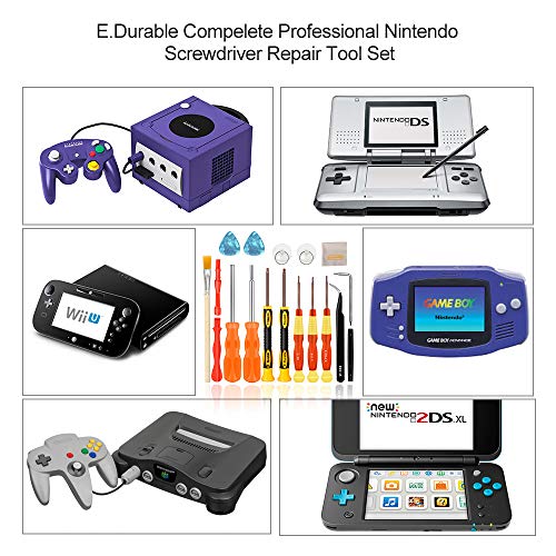 E.Durable Nintendo Screwdriver Set 18 in 1 Professional Full Tri wing Security Screwdrivers Gamebit Repair Tool Kit for Nintendo Switch JoyCon New 3DS/Wii/NES/SNES/DS Lite/GBA/Gamecube