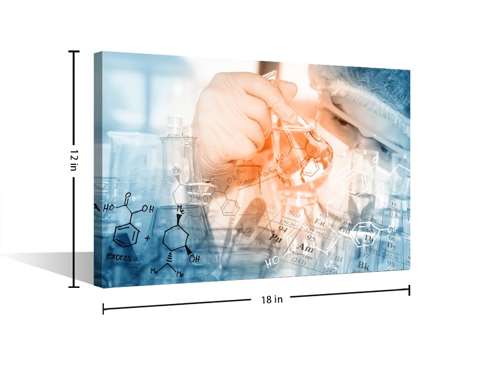 Image of Scientist and Test Tubes Laboratory Concept Framed Wall Art 1 Panels Science and Medical Art Prints Laboratory Prints for Wall Decor Giclee Gallery-Wrapped Posters and Prints (12 inch Wx18 H)