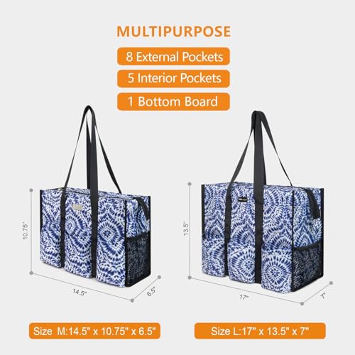 Image of TOPDesign Utility Water Resistant Tote Bag with 13 Pockets, Top Zipper Closure & Thick Bottom Support, for Working Women