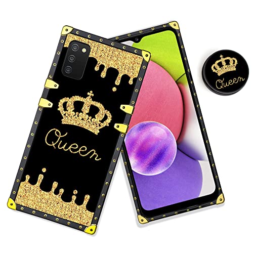 Bitobe Luxury Square Phone Case Designed For Samsung Galaxy A03S Queen Crown Design Retro Elegant Soft Tpu Design For Women Girls With Kickstand Stand Holder For A03S #TOP1