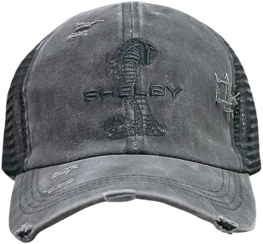 Shelby Ladies Distressed Black/Grey Ponytail Hat | Officially Licensed Shelby® Product | Adjustable, One-Size Fits All | Lightweight Super Soft Finish