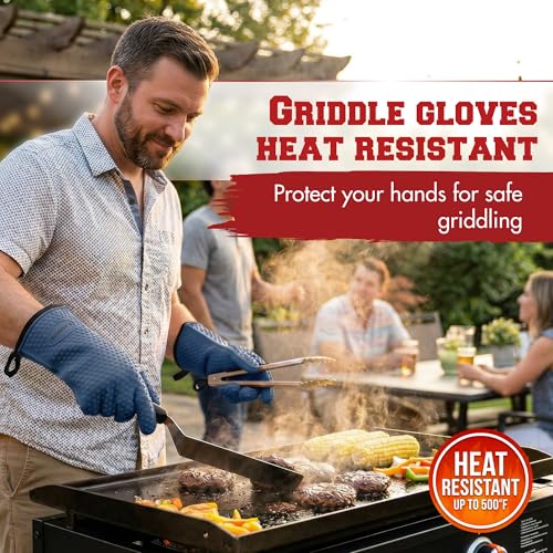 Image of KITCHEN PERFECTION XL Silicone Oven & Griddle Gloves -Extreme Heat Resistant BBQ & Grilling Gloves -Handle Hot Food Right on Your Griddle |Waterproof Oven Mitts Grill Gloves |Superior Set+3 Bonuses