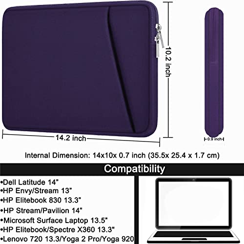 Image of Laptop Sleeve 14 inch, Durable Carrying Bag Shockproof Protective Case Cover, Handbags Briefcase Laptop Bag Compatible with 14 inch MacBook Air /Pro HP Asus Lenovo Notebook Computer, Purple