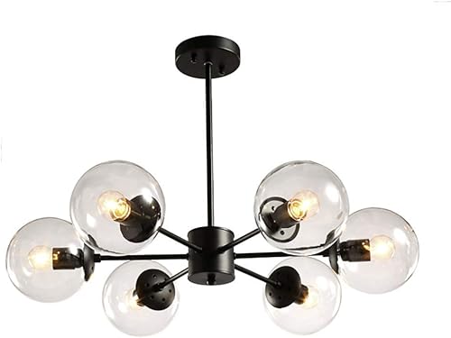Miniatura 14 de Lámparas de techo, lámparas de araña, luces novedosas, iluminación industrial, 6 luces, accesorio E27 de mediados de siglo, vidrio esmerilado