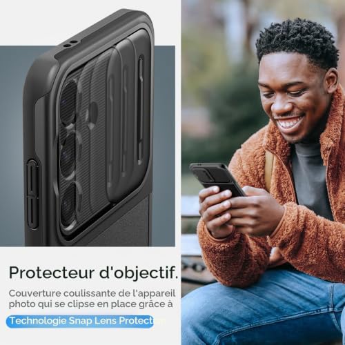 Coque Samsung S24 Spigen Optik Armor avec cache objectif et protection antichoc noire