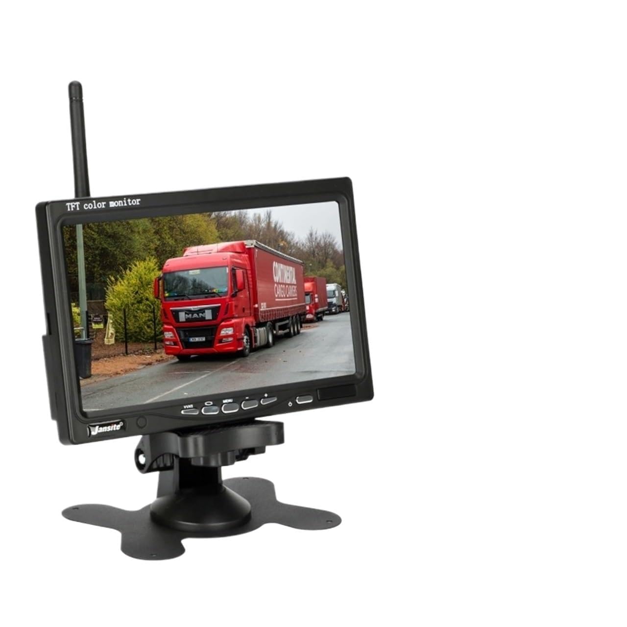 GPS pour Voiture, Moniteur de Camion sans Fil 7 "Appareil Photo arrière WiFi 18 lumières Infrarouge Vision Nocturne Enregistreur Sauvegarde inversée for Voiture Bus RV Excavatrice(Kit with 4 Cameras)