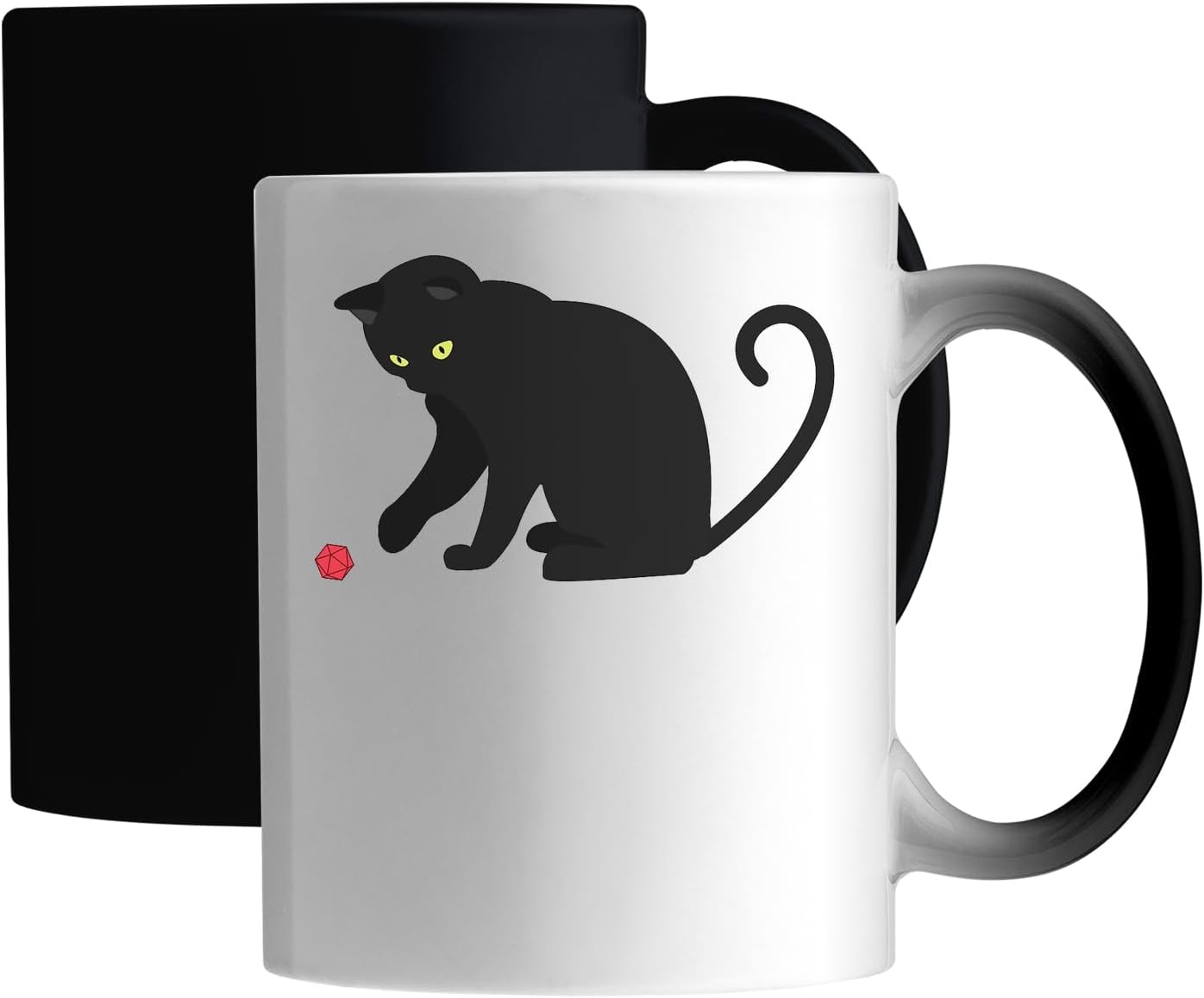Cat Rolling A Dice Ceramic Magic Mug White
